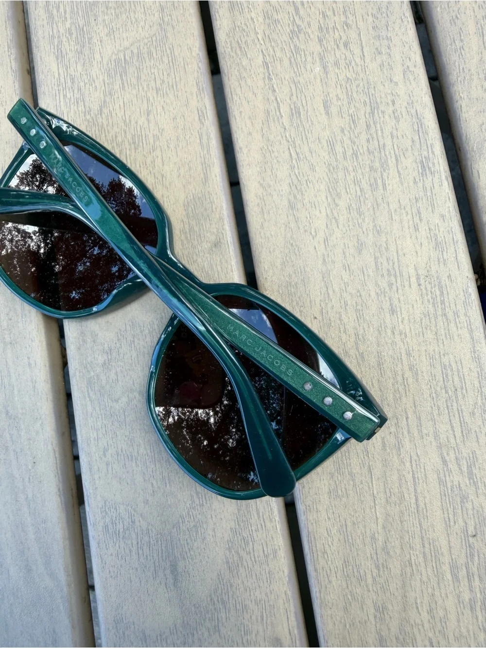 Marc Jacobs Teal Acetate Sunglasses with Brown Lenses